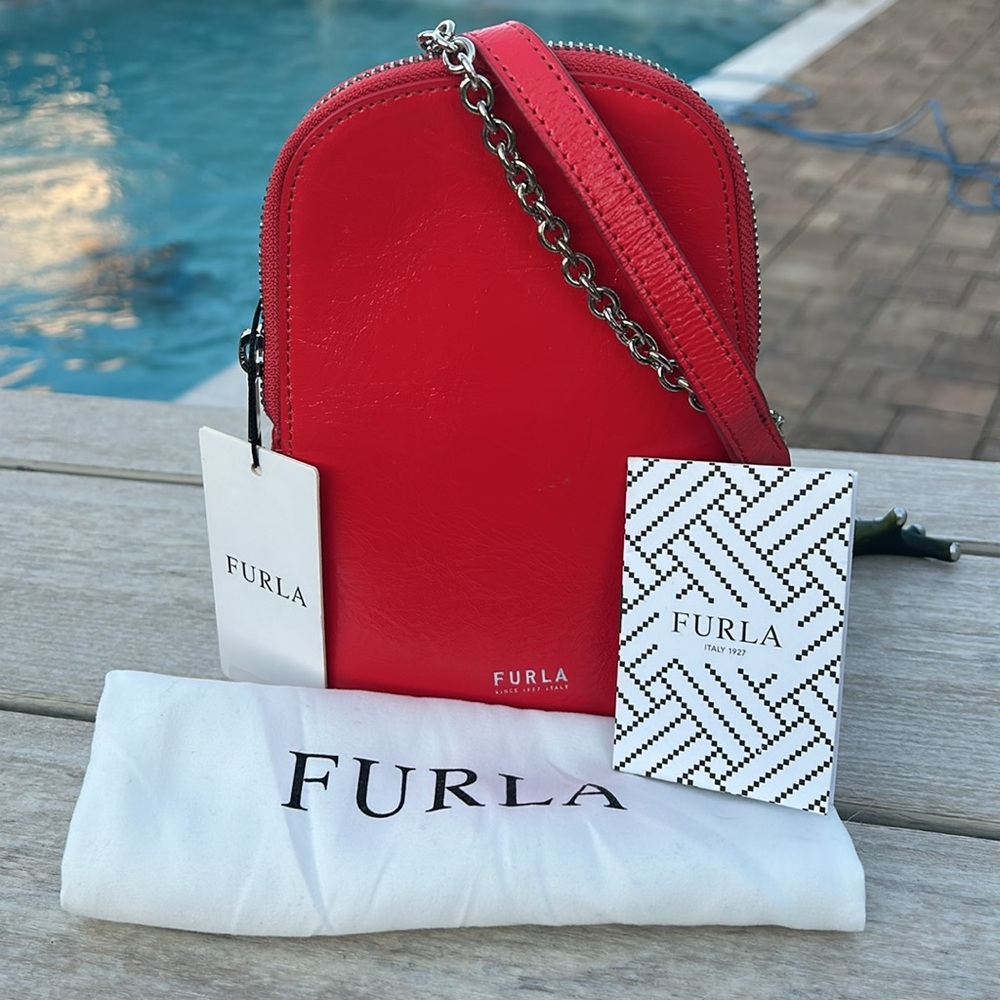 Furla NWT Brava Mini red leather cross body bag